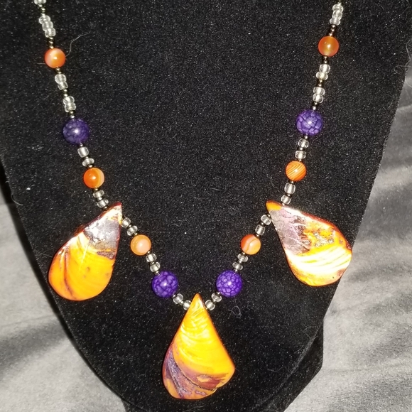 Handmade Stone & Glass Bead Necklace & Earring Set - Picture 3 of 9